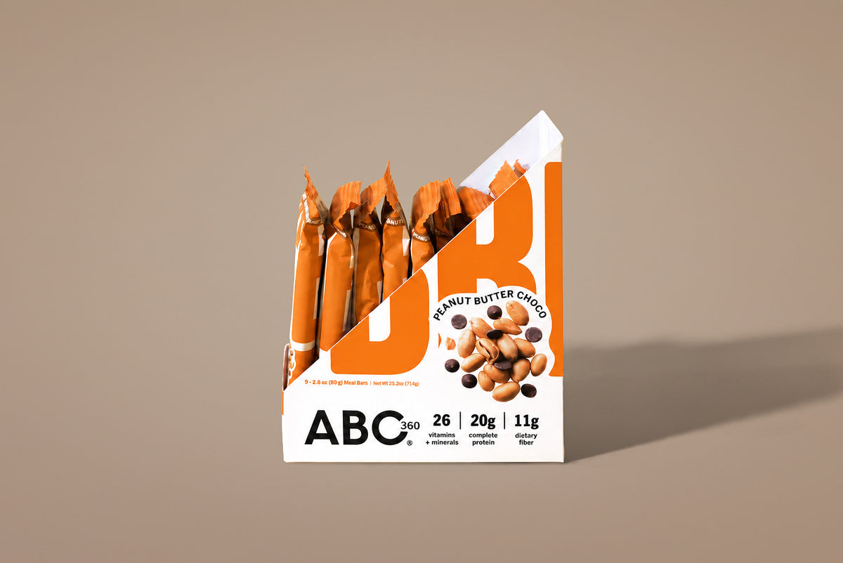 Side of the ABC 360® Peanut Butter Choco Protein Meal Bar box