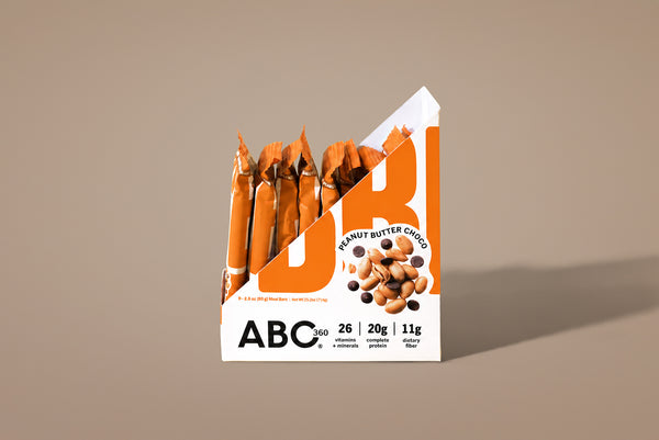 Side of the ABC 360® Peanut Butter Choco Protein Meal Bar box