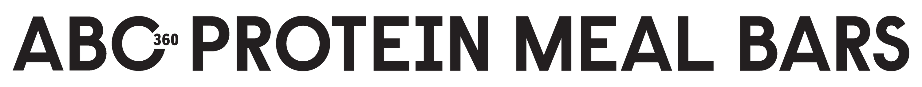 Logo for ABC 360 Protein Meal Bars in black text on a white background